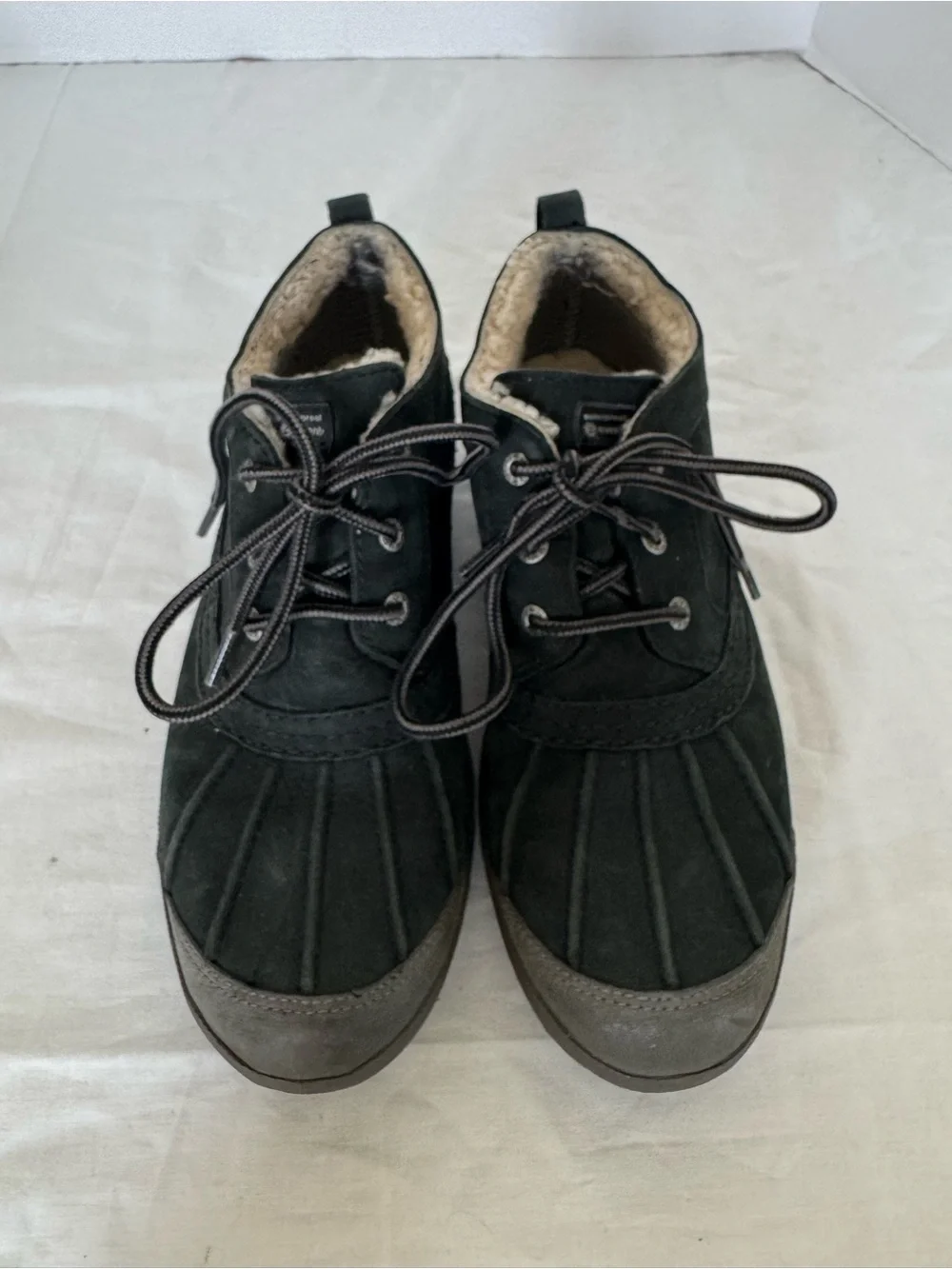 UGG Black Lace-Up Ankle Booties with Shearling Size 9.5